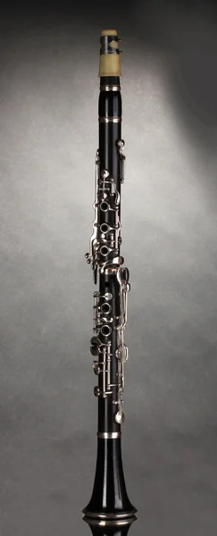 stock image Beautiful clarinet on a gray background