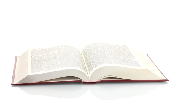 Grande livro aberto isolado em branco — Fotografia de Stock
