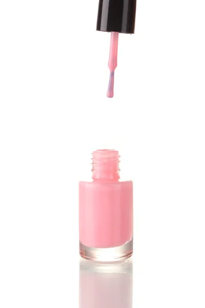 Esmalte de uñas rosa aislado en blanco —  Fotos de Stock