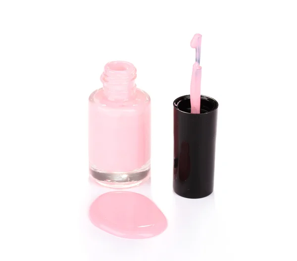 Esmalte de uñas rosa aislado en blanco — Foto de Stock