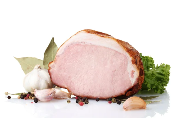 Tasty ham isolated on white — Stock Photo, Image