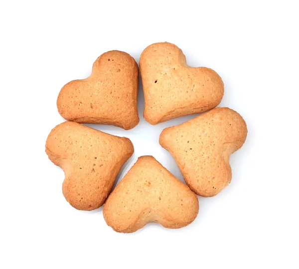 Hart-vormige cookies geïsoleerd op wit — Stockfoto