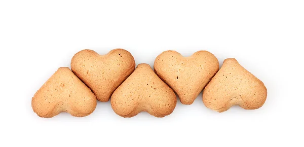 Heart-shaped cookies isolated on white — Stock Photo, Image