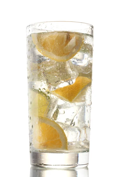 Cold fresh lemonade isolated on white — Stock Photo, Image