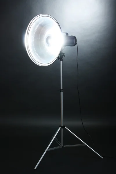 stock image Studio flash with beauty dish on grey background