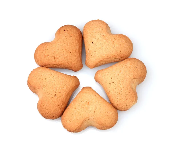 Καρδιά-διαμορφωμένα μπισκότα που απομονώνονται σε λευκό — Φωτογραφία Αρχείου