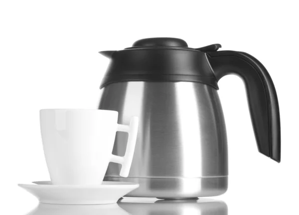 Чайник і чашка ізольовані на білому — стокове фото