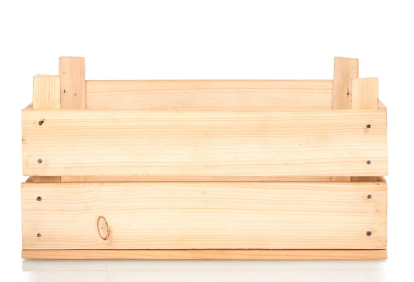 Cassa di legno vuota isolata su bianco — Foto Stock
