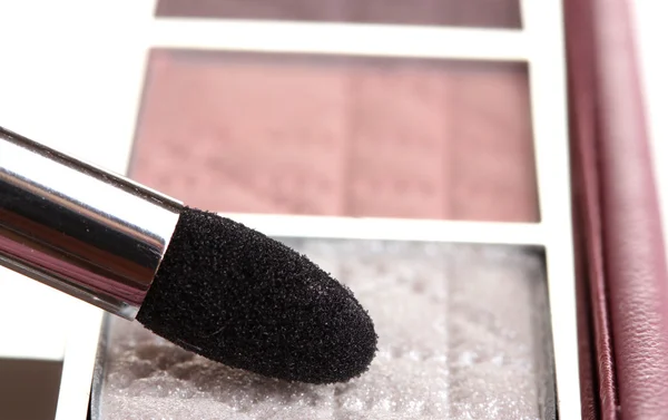 Makeup set with brush closeup — Stock Photo, Image