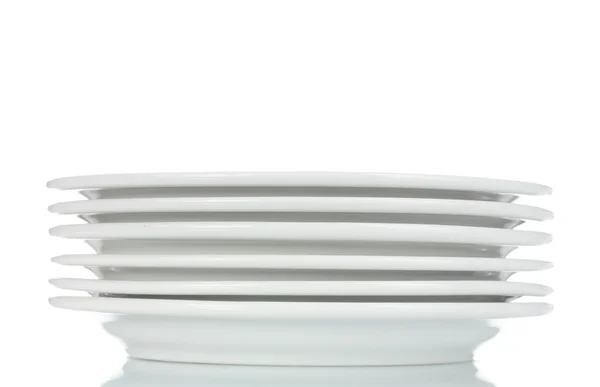 Порожні тарілки ізольовані на білому — стокове фото