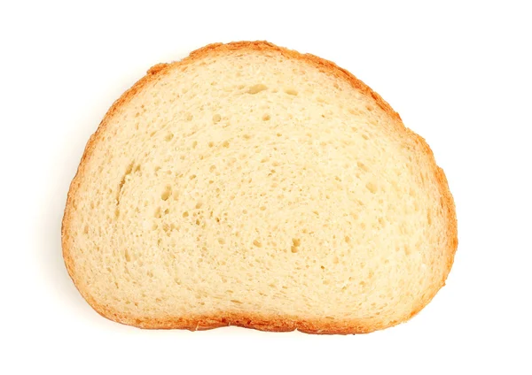 Jedna kromka chleba pszenicy na białym tle — Zdjęcie stockowe