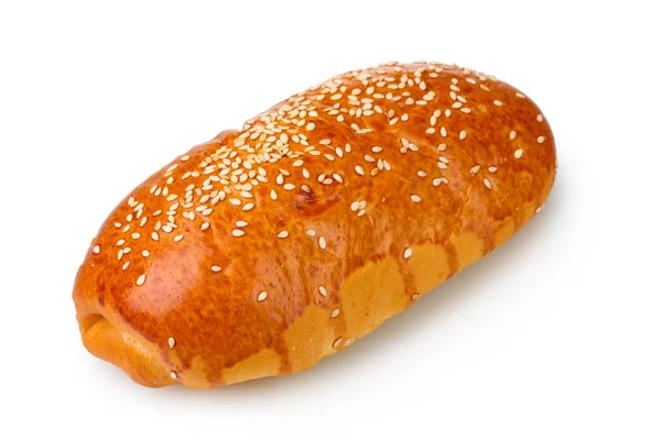 Bir rulo ekmek üzerine beyaz izole — Stok fotoğraf