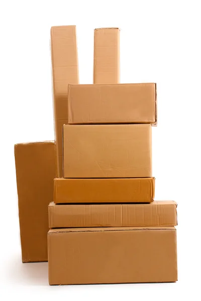 Scatole di cartone marrone isolate su bianco — Foto Stock
