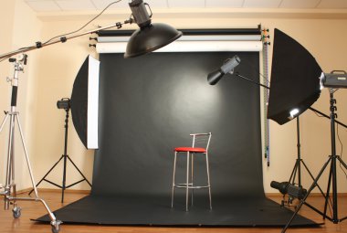 Interior of professional photo studio clipart