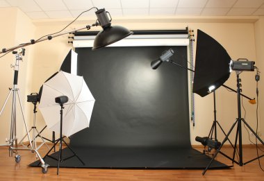 Interior of professional photo studio clipart