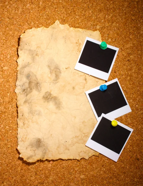 Fotopapper med gamla papper på? ork bakgrund — Stockfoto