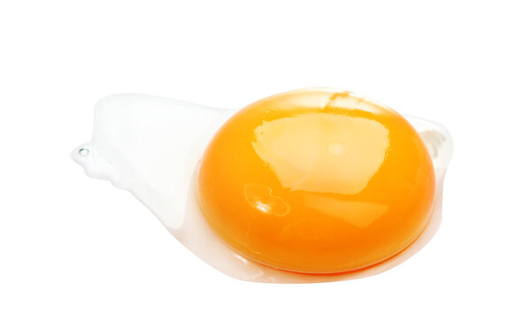 Egg yolk closeup isolated on white