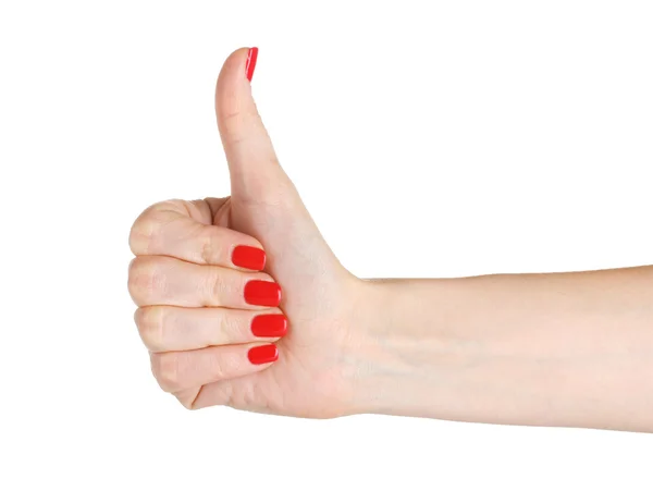 Kciuki do góry ręką gest na białym tle — Zdjęcie stockowe