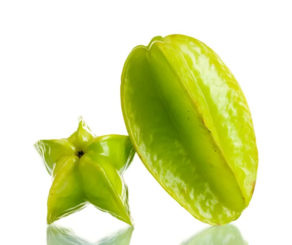 Two fresh carambola fruits isolated on white — Stock Photo, Image