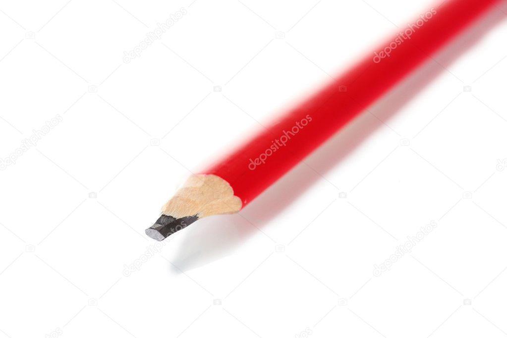 Red construction pencil isolated on white