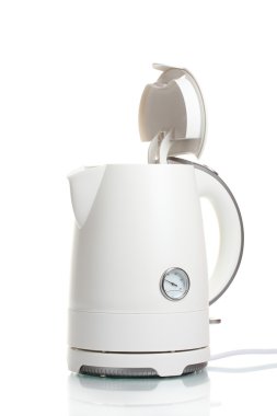 White electric kettle isolated on white clipart