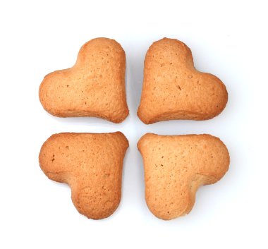 cuatro galletas de hoja trébol aislados en blanco