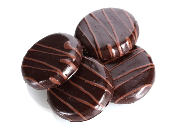 Schokoladenkekse isoliert auf weiß — Stockfoto
