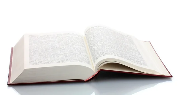 Большая открытая книга, изолированная на белом — стоковое фото