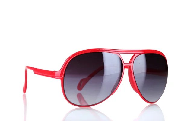 Beyaz izole kadın kırmızı güneş gözlüğü — Stok fotoğraf