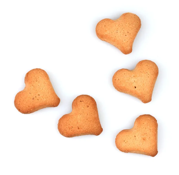 Herzförmige Kekse isoliert auf weiß — Stockfoto