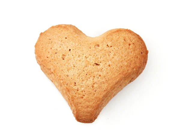 Hart-vormige cookie geïsoleerd op wit — Stockfoto