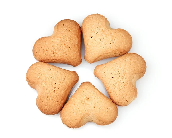 Sušenky ve tvaru srdce izolovaných na bílém — Stock fotografie
