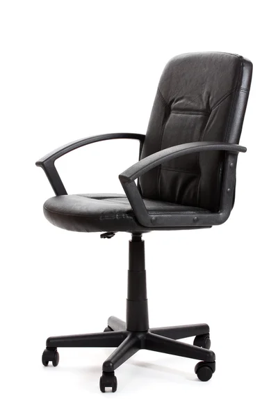 白で隔離される黒のオフィスの椅子 ストックフォト