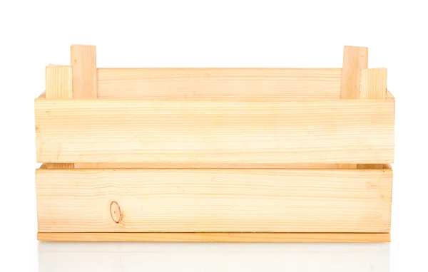 Lege houten kist geïsoleerd op wit — Stockfoto