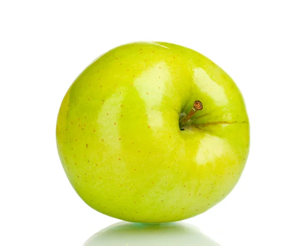 Saftigt grönt äpple isolerad på vit — Stockfoto