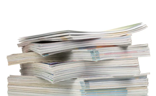 Stacks of magazines isolated on white — Stock Photo, Image