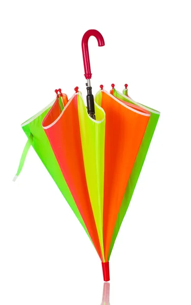 Closed multi-colored umbrella isolated on white — Stock Photo, Image