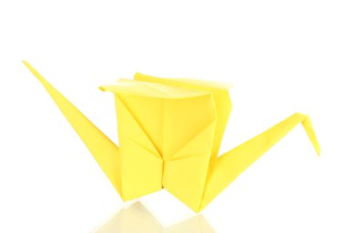 origami kağıt vinç üzerinde beyaz izole
