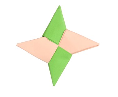 origami kağıt yıldız üzerinde beyaz izole