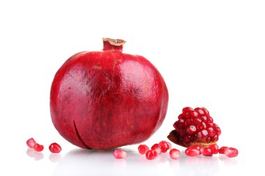 Ripe pomegranate fruit isolated on white clipart