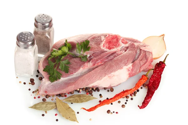 Raw meat and vegetables isolated on whitе — Stock Photo, Image