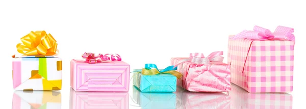 Beautiful bright gifts isolated on white — Stock Photo, Image