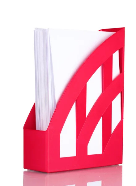 Röd fack för isolerade på vitt papper — Stockfoto