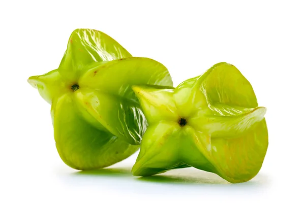 Two fresh carambola fruits isolated on white — Stock Photo, Image