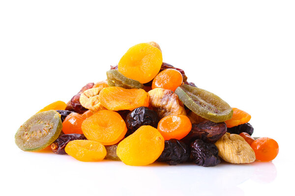 Dried fruits isolated on white