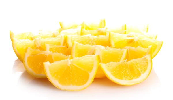 新鮮なスライスしたレモンを白で隔離されます。 — ストック写真