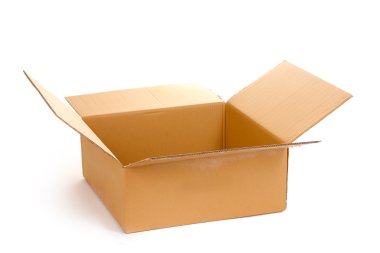 Open cardboard box isolated on white clipart