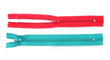 Two zipper red and green isolated on white clipart