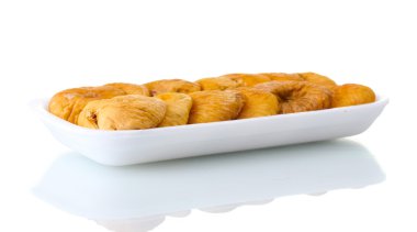 ambalajın üzerinde beyaz izole lezzetli kuru incir