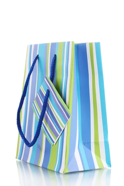 Bolsa de regalo a rayas aislada en blanco — Foto de Stock